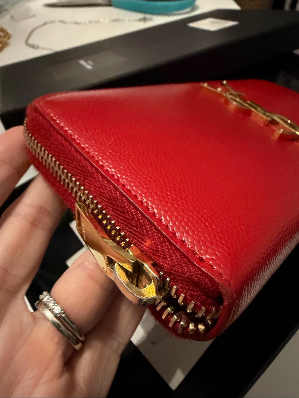 Saint Laurent Red Leather Long Zippy Wallet - Picture 5 of 16